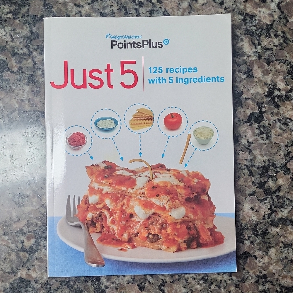 Weight Watchers PointsPlus Just 5 Cookbook with Red and Blue Accents New
